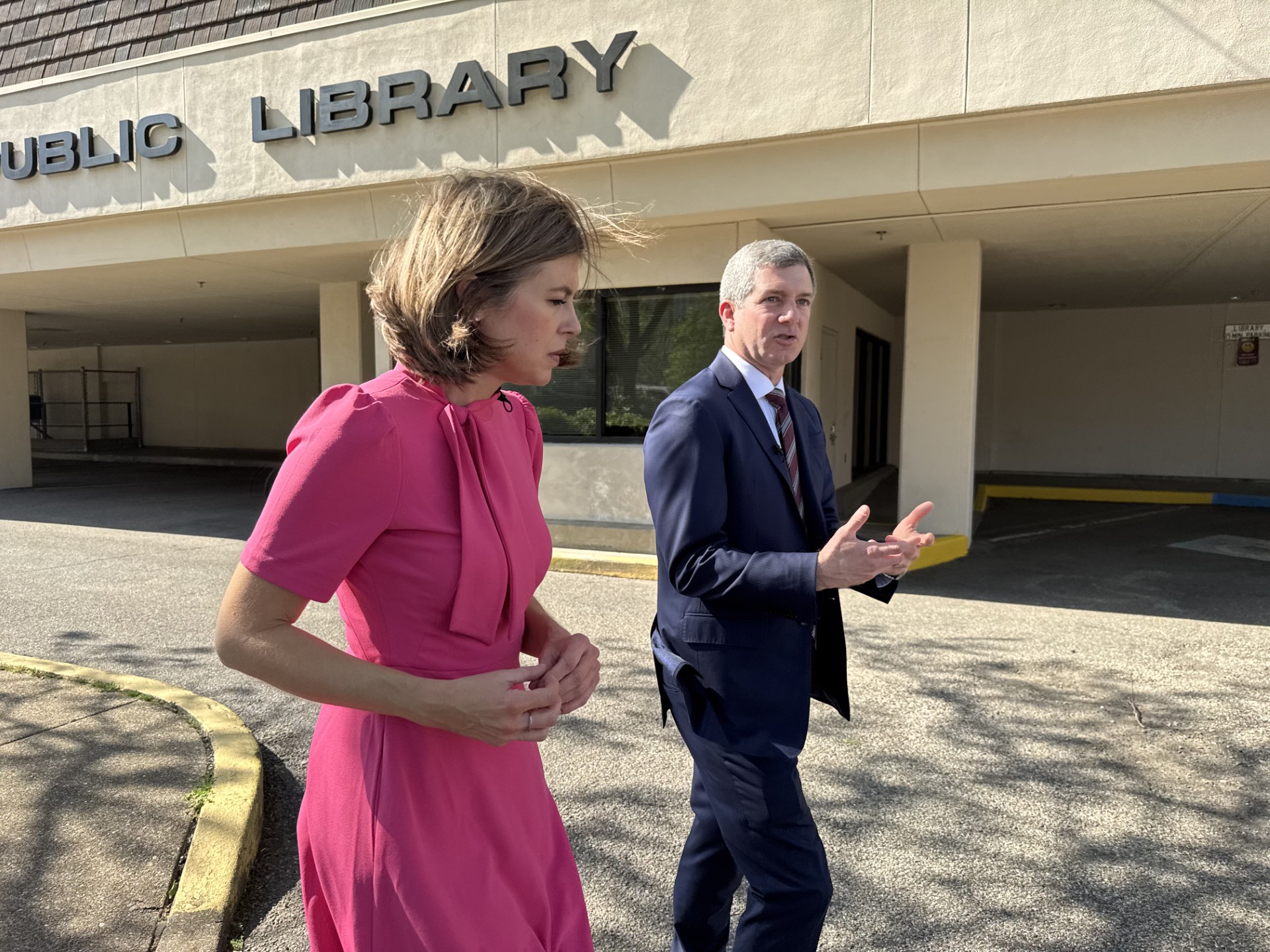 WOWK 13 News Anchor Amanda Barren and Huntington Mayor Patrick Farrell discuss his first 100 days in office. (Photo Courtesy: WOWK 13 News Digital Executive Producer Mike Browning)
